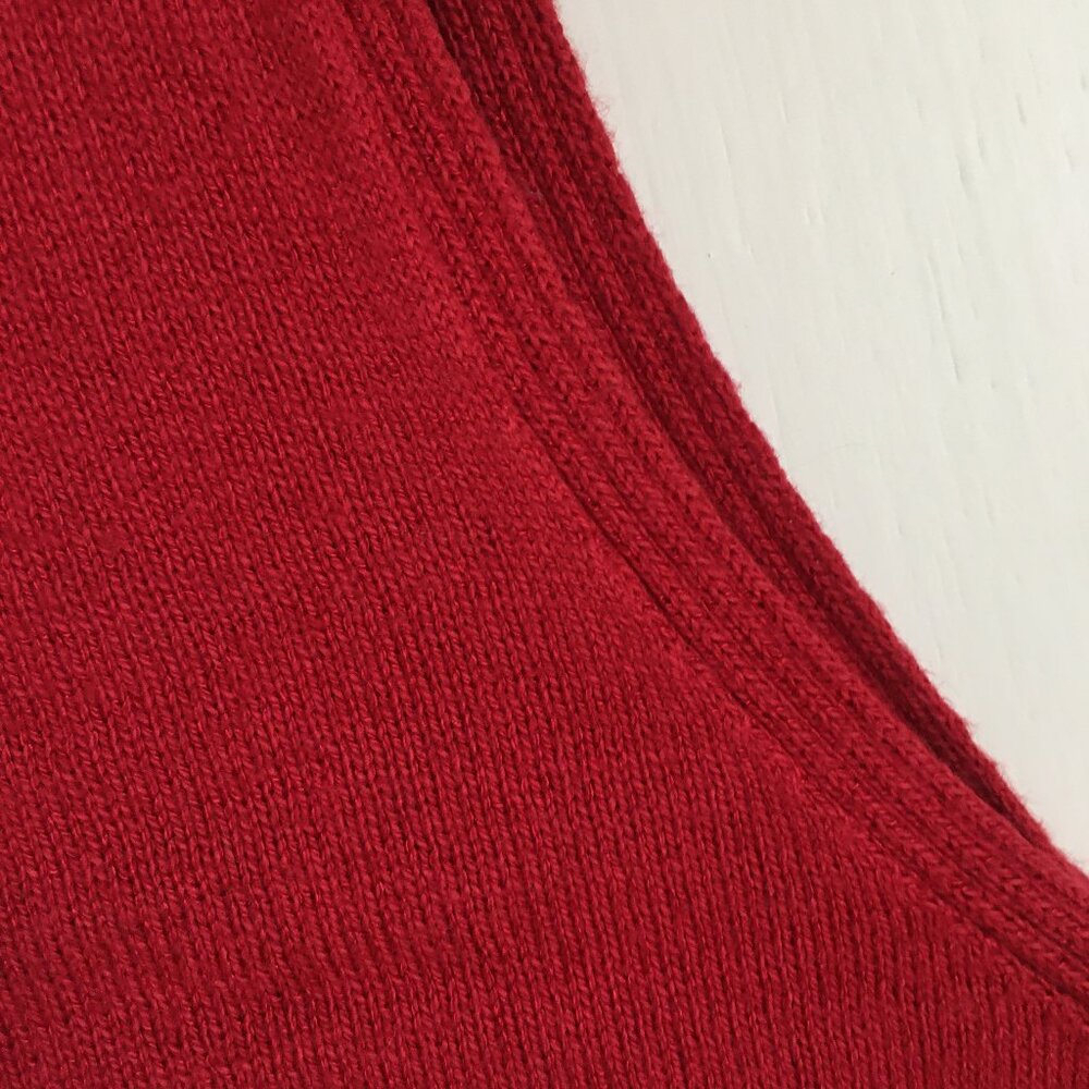 Parkhurst Maple Red Cotton Rayon Mock Neck Sleeveless Sweater Made In Canada M - Picture 3 of 11